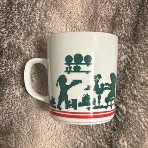 1984 Avon Mug with Green Silhouette and Red Stripes